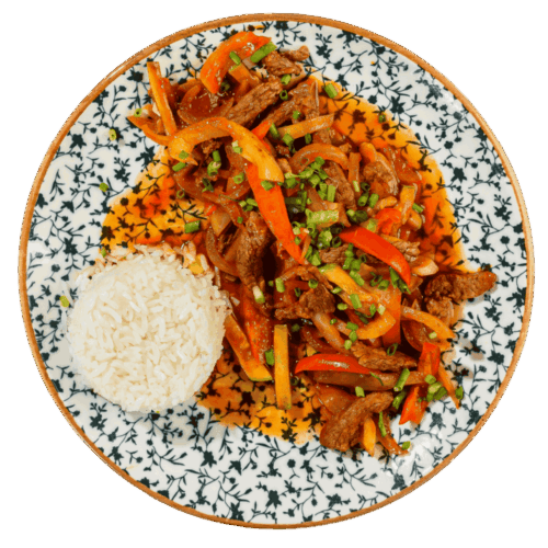 Мясо молодого бычка с овощами в  томатн.соусе с рисом